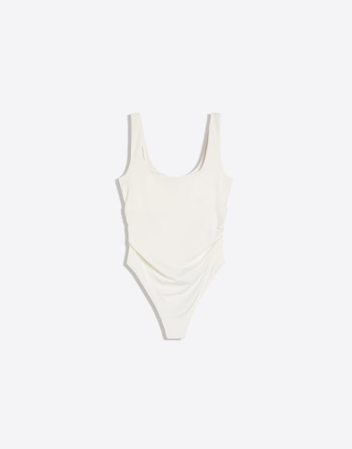 Bershka - Body à bretelles et encolure carrée - Blanc, 4 de 4