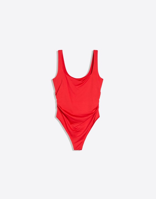 Bershka - Body à bretelles et encolure carrée - Corail, 2 de 4