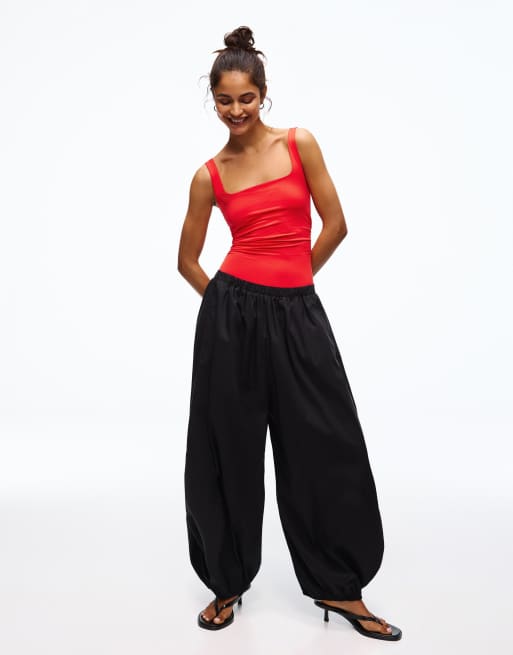 Bershka - Body à bretelles et encolure carrée - Corail, 4 de 4