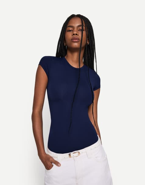 Bershka - Body à manches courtes - Bleu - view 1