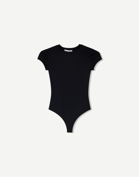 Bershka - Body à manches courtes - Noir - view 1