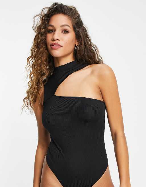 Bershka - Body con cut-out asimmetrico, colore nero
