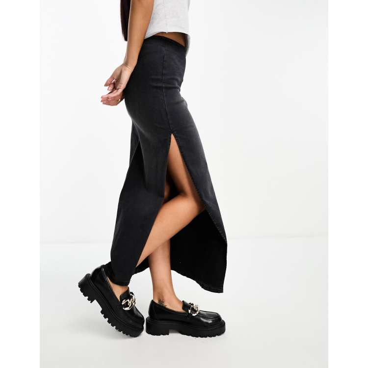 Black bodycon best sale denim skirt