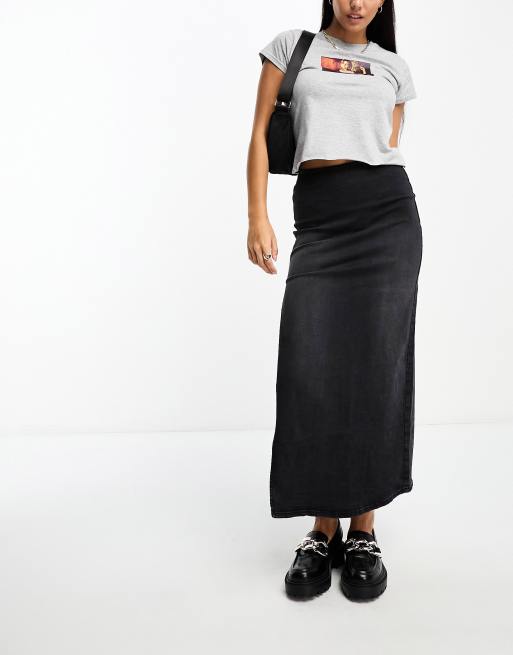 Black denim skirt store bershka