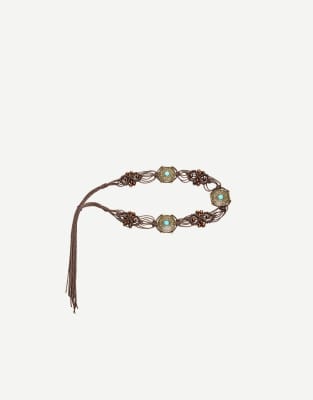 Bershka boho cord belt in brown - view 1