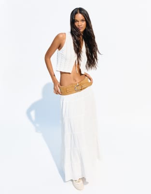 Bershka - Boho-Maxirock in Weiß