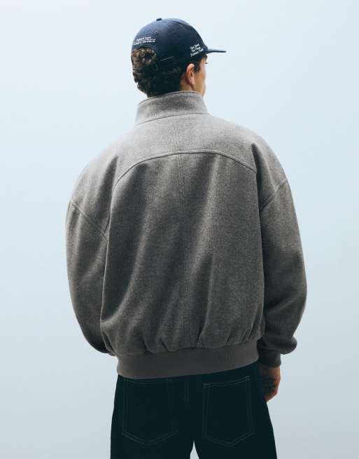 Bershka bomber in misto lana grigio, 4 di 5