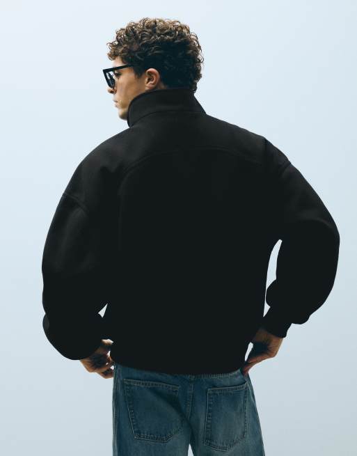 Bershka bomber in misto lana nero, 4 di 5