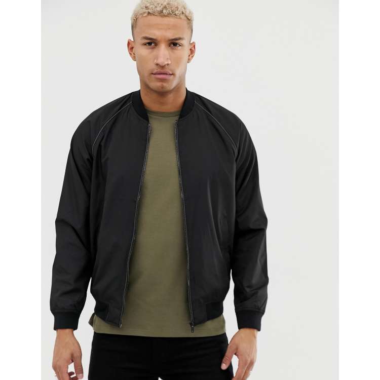 Asos black 2025 bomber jacket