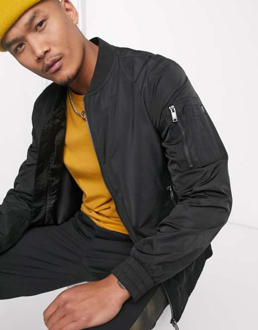 Bershka black 2025 bomber jacket