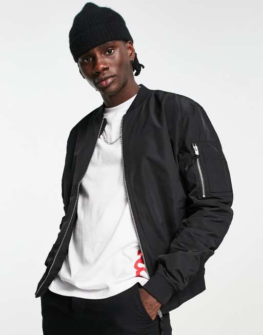 Bershka bomber jacket in black