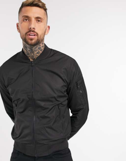 Bershka Oversized Faux Leather Bomber in Black for Men