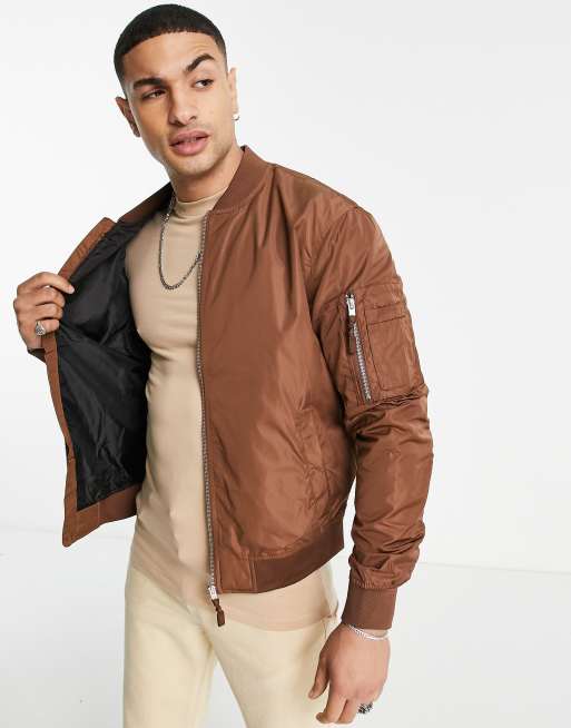 Bershka bomber jacket in camel | ASOS