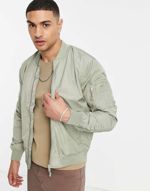 Bershka bomber jacket in khaki ASOS