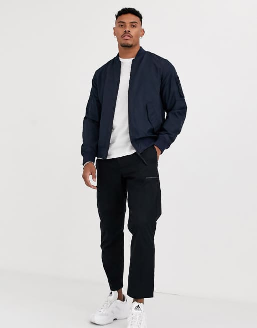 Bershka bomber jacket in navy