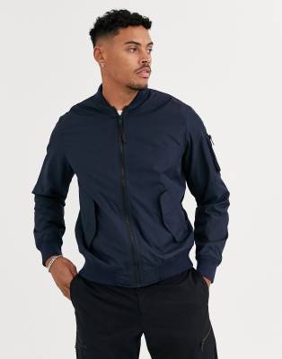 Bershka bomber jacket in navy | ASOS