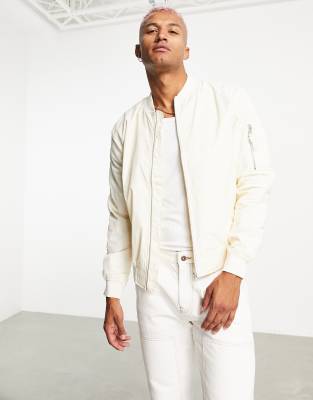 white bomber jacket men