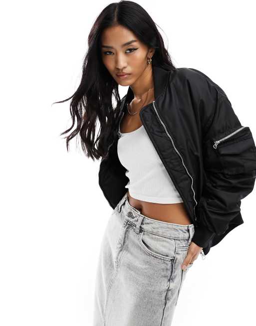 Bershka Bomber matelass style utilitaire Noir ASOS