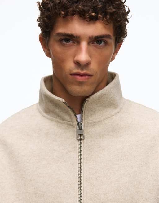 Bershka bomber zippé coupe carrée beige, 3 de 5