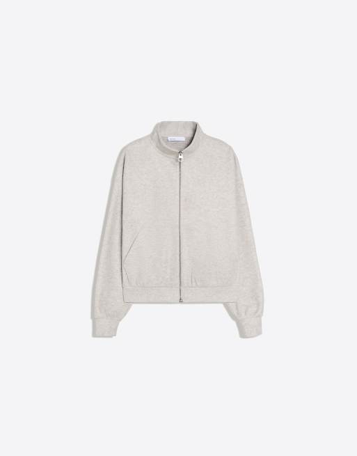 Bershka bomber zippé coupe carrée gris clair, 5 de 6