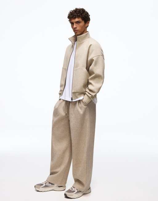 Bershka bomberjack met rits en boxy pasvorm in stone, 2 van 5