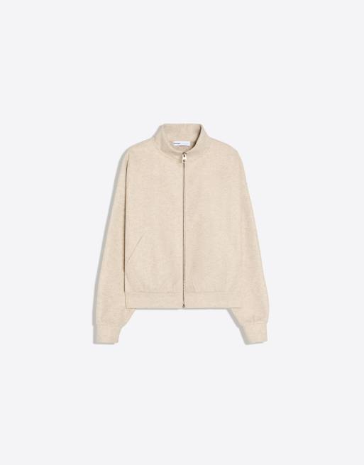 Bershka bomberjack met rits en boxy pasvorm in stone, 4 van 5