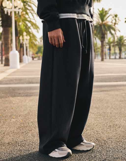 Bershka Bonded pleated volume jogger trousers in blue, 2 of 7