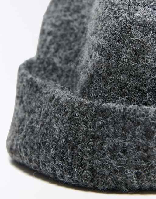 Bershka bonnet en maille gris délavé, 2 de 5