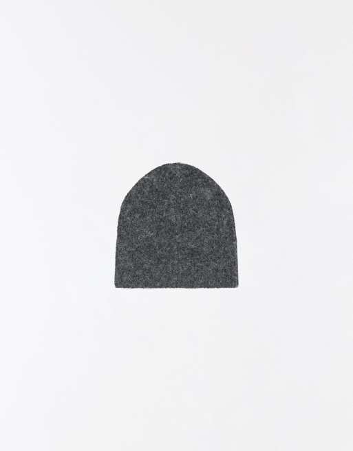 Bershka bonnet en maille gris délavé, 3 de 5
