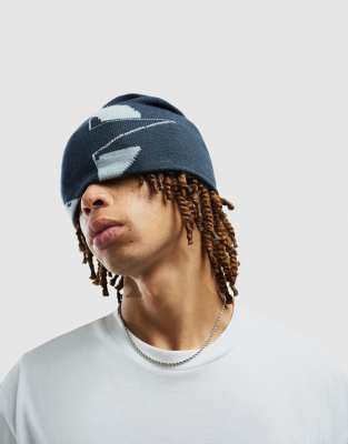 Bershka - Bonnet imprimé - Bleu jean