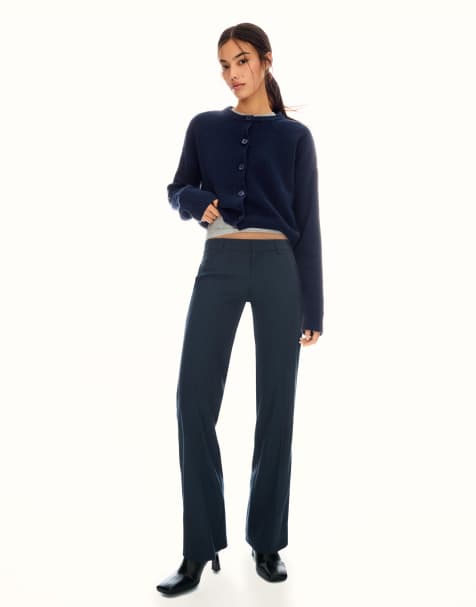 Bershka - Bootcut broek met lage taille in blauw - view 1