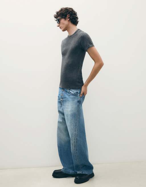 Bershka bootcut jeans in middenblauw, 3 van 5