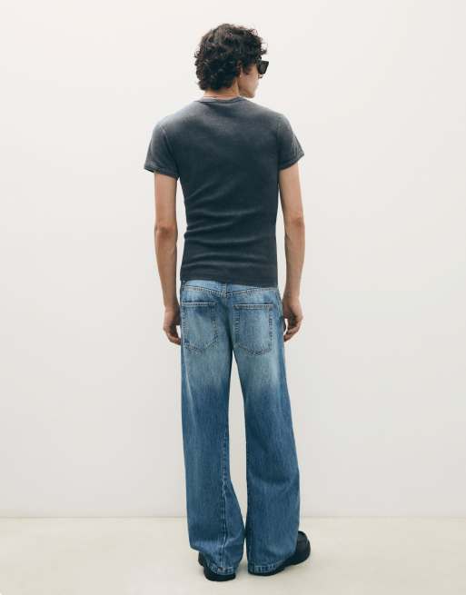 Bershka bootcut jeans in middenblauw, 4 van 5