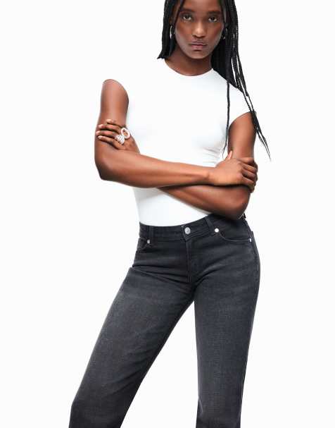 Bershka - Bootcut jeans met lage taille in zwart-wit - view 1