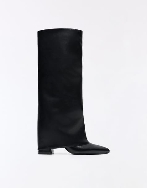 Bershka boots med klack i svart - view 1