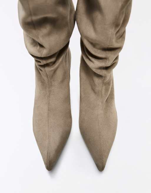 Bershka boots med taxklack i beige, 6 av 7