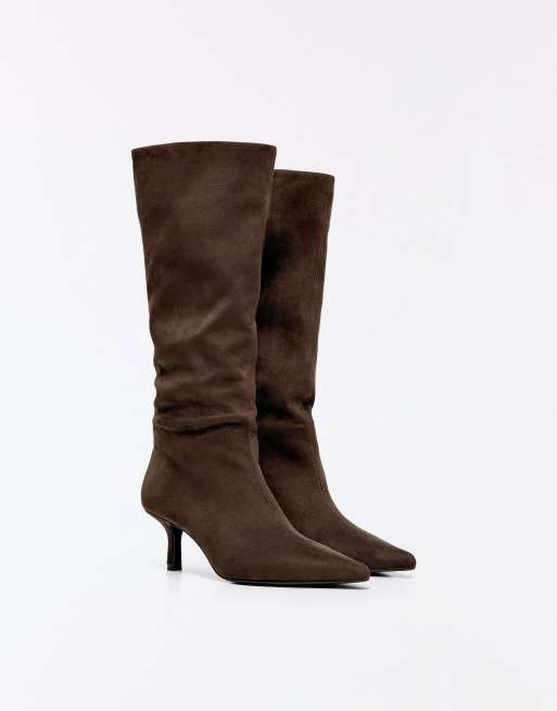 Bershka boots med taxklack i brunt, 3 av 7