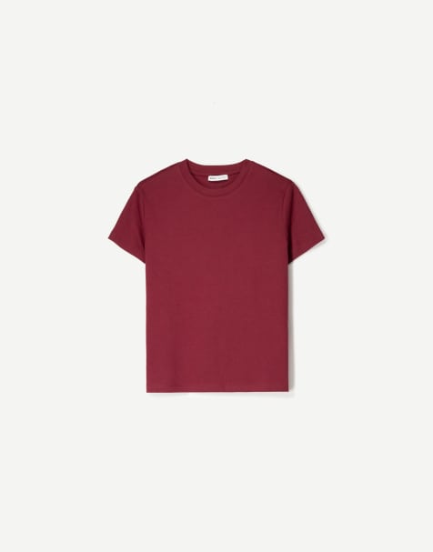 Bershka - Bordeaux kortærmet T-shirt i kraftig bomuld - view 1