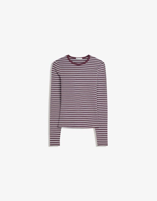 Bershka - Bordeaux top med lange ærmer, 2 af 4
