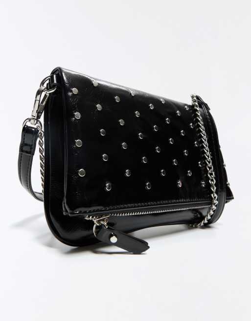 Bershka - Borsa a busta nera con borchie, 3 di 4