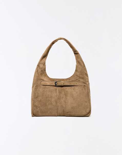 Bershka - Borsa a secchiello in camoscio sintetico marrone - view 1