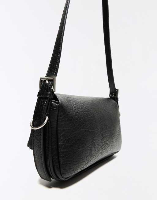 Bershka borsa a tracolla con zip effetto pelle nera, 2 di 4