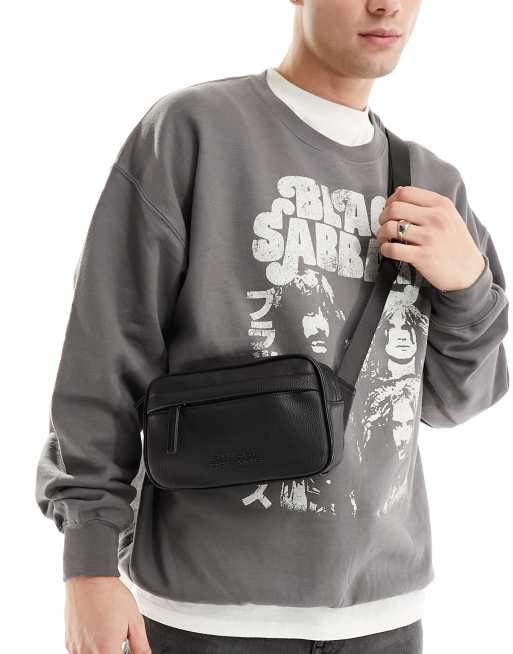 Bershka - Borsa a tracolla con zip sul davanti nera
