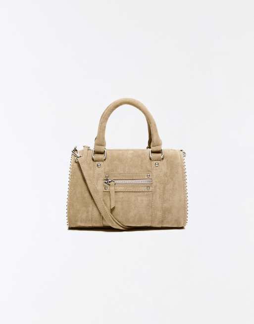 Bershka - Borsa bowling in camoscio sintetico color cammello