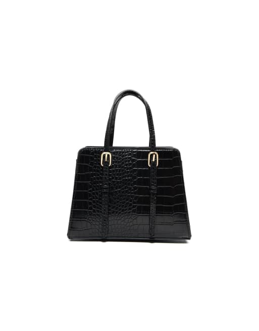 Bershka borsa box testurizzata con fibbie nera, 5 di 5