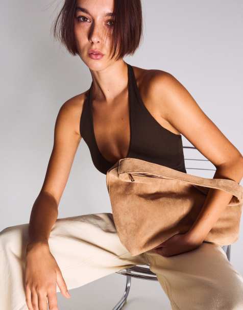 Bershka - Borsa in camoscio sintetico color cammello - view 1