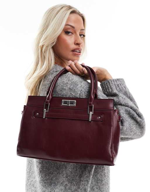 Bershka - Borsa in pelle sintetica bordeaux, 2 di 4