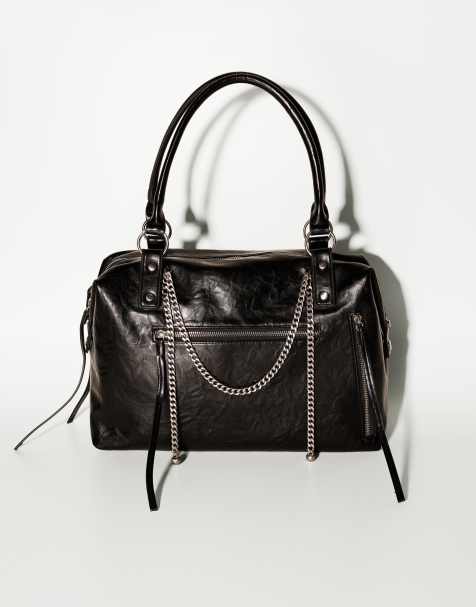 Bershka - Borsa in pelle sintetica nera con catenina - view 1