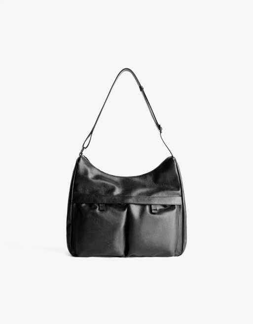 Bershka - Borsa nera con tasche frontali