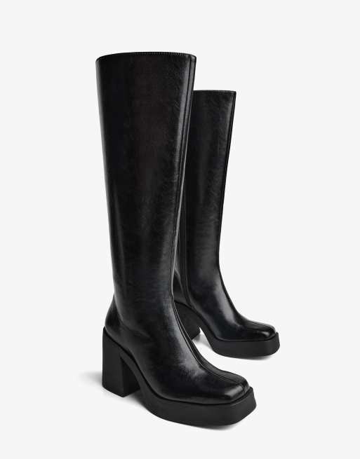 Bershka - Bottes à talon haut et semelle plateforme - Noir, 5 de 6